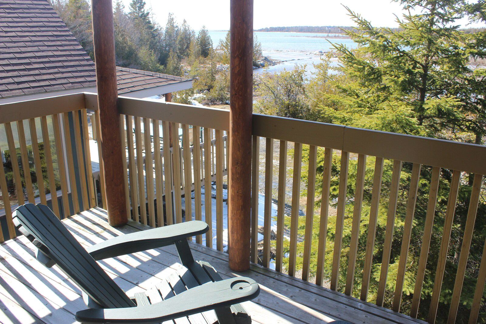 Deck chairs looking out over Lake Huron