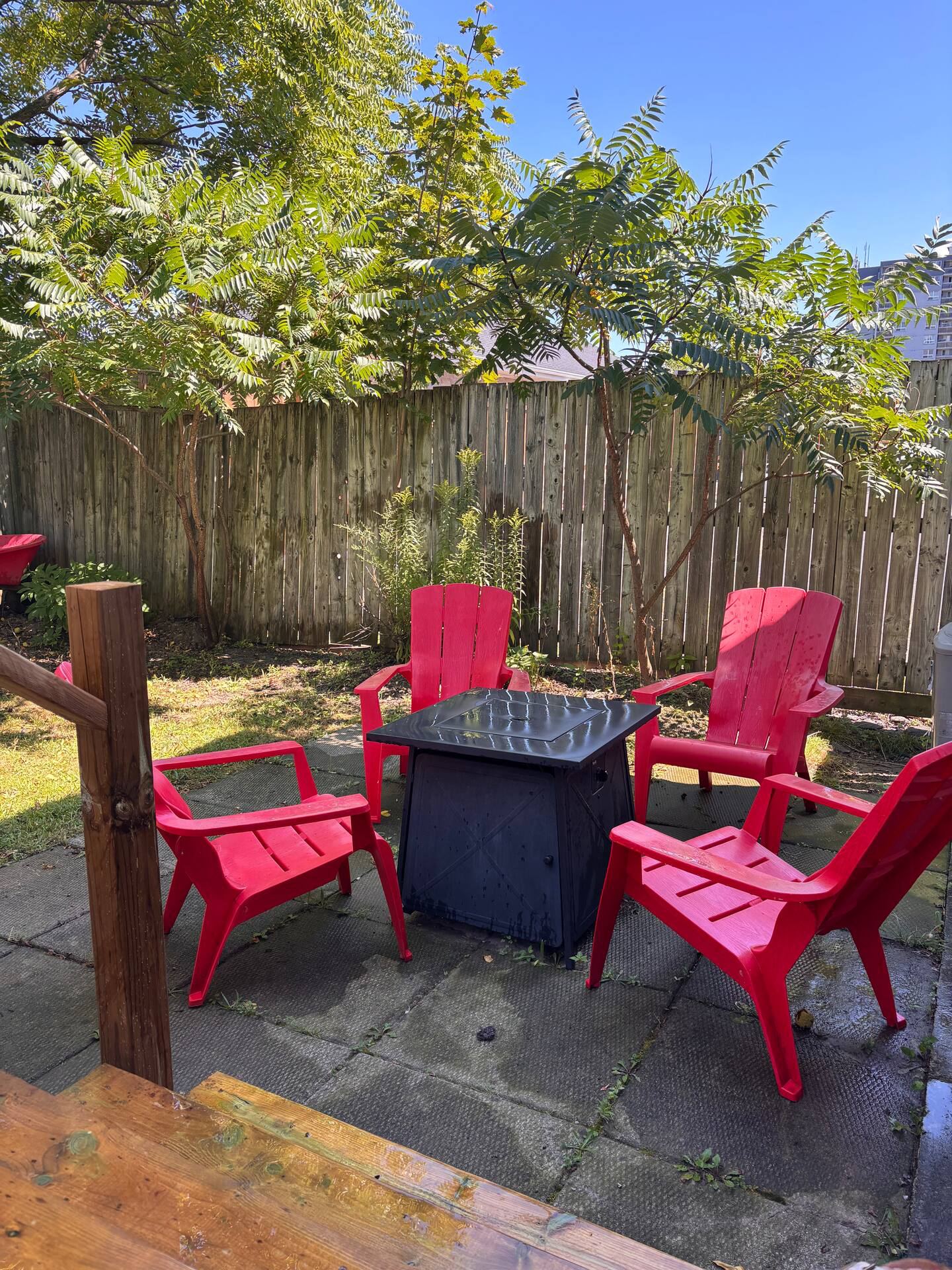 Backyard with Muskoka chairs